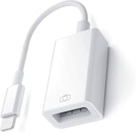 Adaptateur Usb Pour Iphone Vers Lightning Usb Ios Otg Câble Pour Iphone Ipad,Adaptateur De Caméra Usb Pour Iphone,Prend En Charge Disque Usb,Clavier,Souris,Lecteur De Carte,Hubs,Midi(Blanc)