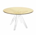 Kartell - Sir Gio Table 3275 Ø120, Transparent, Yellow - Ruokapöytä - Philippe Starck - Keltainen - Lasi/Muovi