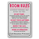 Room Rules Sign For Teen Girls Boy Bedroom/Gaming Room Door Decor Dorm Wall Accessories Cool Things, Funny Metal Tin Signs 12 X 8 In