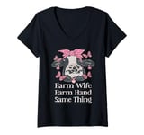 Womens Vintage Farm Wife Farm Hand Same Thing Valentine's Day Cow V-Neck T-Shirt