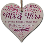 Handmade Wooden Hanging Heart Plaque Gift for the Perfect Newly Wed Couple