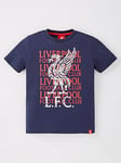 Liverpool FC Liverpool Liverbird T-Shirt, Navy, Size Age: 11-12 Years