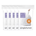 simplehuman Code H 100 Liners, 50% Recycled Custom Fit Bin Bags in Dispenser Packs with Durable Drawstring Tie Handle, 30-35L, White