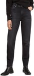 Calvin Klein Women’s Tapered Fit Mom Jeans, Black (Denim Black), 28W/32L