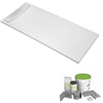 Pack receveur de douche antidérapant 120 x 80 Jacob Delafon Flight Neus rectangle blanc+Kit d'étanchéité wedi + Bonde + Capot