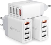 3 Pièces Chargeur Secteur Usb 33w 4 Ports Chargeur Rapide Mural Adaptateur Usb Universel Pr Multiple Avec Quick Charge 3.0 Pour Samsung Galaxy S23 S22 S21 S20 Fe S10 S9 S8 S7 A71 A54 A34 A14