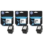 3x Original HP 304 Black Ink Cartridges For DeskJet 2632 Inkjet Printer