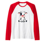 Red Cow Nose Funny Day 2024 Red Cow Nose Kids Girls Raglan Baseball Tee