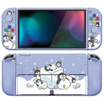 playvital ZealProtect Soft Protective Case for Nintendo Switch OLED, Flexible Protector Joycon Grip Cover for Nintendo Switch OLED with Thumb Grip Caps & ABXY Direction Button Caps - ICY Cube Penguin