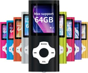 Digital, Compact et Portable Lecteur MP3/MP4 (Max Support 64 G) avec Photo Viewer, E-Book Reader et Radio FM Enregistreur Vocal et vidéo vidéo en Noir