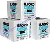 3 x ILFORD DELTA 100 35mm 36 exp CHEAP B&W CAMERA FILM by 1st CLASS  POST