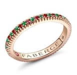 Faberge Colours of Love 18ct Rose Gold Emerald Ruby Fluted Band Ring - 53