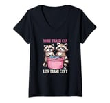 Womens More Trash Can Less Trash Can't Funny Raccoon Opossum V-Neck T-Shirt