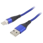 Cable usb 2.0 usb a prise male usb c prise male 2m - Bleu