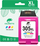 305XL Remanufacturées Cartouches Encre pour HP Cartouche 305 Couleur XL DeskJet 2800e 4222e 2810e 2820e 4230e 2821e 4220e 2823e 2822e Envy 6000 6400 6432e 6430e 6020 6022 6030 6032 6400 6458(Q554)