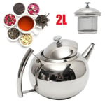 New 2.0L Teapot Stainless Steel Tea Water Kettle Coffee Pot Induction Stove top