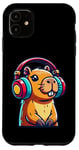 iPhone 11 Capybara Wearing Headphones Music Case