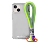 case&me Coque avec Cordon Urban pour iPhone 14, Cordon Multi-usages Amovible, Coque Fashion, Transparente