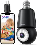 5MP Ampoule Camera Surveillance WiFi Exterieure sans Fil - 2.4G/5GHz Intérieur Caméra 360° Suivi Humai Intelligent Sirène Audio Bidirectionnel Vision Nocturne Couleur 24/7 Enregistrement