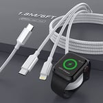 3 in 1 USB C Apple Watch Charger for Apple Watch/iPhone/Airpods, 6ft USB C Wireless iWatch Charging Cord Compatible with Apple Watch Series 7,6,5,4,3,2,1, iPhone 13,12,11,X & Pad Series