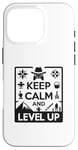 Coque pour iPhone 16 Pro Keep Calm and Level Up Gamer pour les joueurs amusants