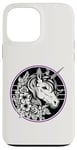 iPhone 13 Pro Max Unicorn in Black White Purple Hibiscus Roses Champion Wreath Case