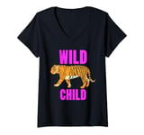 Womens Wild Child Animal RIghts,Animal Leopard Cats Kittens,Zoos V-Neck T-Shirt