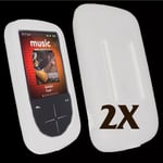 2X White Silicone Skin for SanDisk Sansa Fuze Plus+ Case MP3 Fuse+ Cover Holder