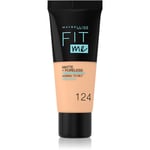 Maybelline Fit Me! Matte+Poreless Matterende makeup til normal og fedtet hud Skygge 124 Soft Sand 30 ml