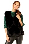 Gini London Womens Patch Fur Cropped Gilet - Black - Size XL/2XL