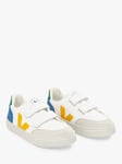 VEJA Kids' Small V-12 Leather Riptape Trainers, White/Multi