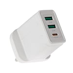 Maplin 3 Port USB Wall Charger 2x USB-A & 1x USB-C 32W PD QC 3.0 High Speed, for iPhone 15/14/13/12/11/SE/X/XS/XS MAX/XR/8, Samsung Galaxy, Pixel, Xiaomi, One Plus, Huawei and more