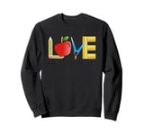 Love Apple Pencil Ruler Teacher School Design Sweatshirt