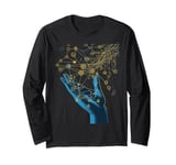 Stylized Network Hand Graphic for Tech Innovators Long Sleeve T-Shirt