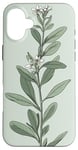 iPhone 16 Plus Leaves Botanical Plant Line Art Sage Green Wildflower Floral Case