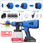 18V Cordless Paint Sprayer HVLP Handheld Spray Gun Garden Fence Wall In/Outdoor