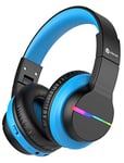 iClever Casque Audio Enfant Bluetooth sans Fil avec Microphone, Lumières LED Colorées, Volume Limité 74/85/94dB, 85 Heures de Travail, Bluetooth 5.2, Micro Intégré BTH12