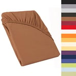 CelinaTex Perla Drap-Housse surmatelas Housse lit sommier tapissier Coton 90x200-100x200 cm Brun Chocolat