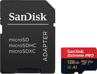 SanDisk Extreme PRO 128GB MicroSDXC Memory Card + SD Adapter up to 170MB/s