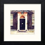 Lumartos, London 10 Downing Street Contemporary Home Decor Wall Art Watercolour Print, Black Wood Frame, 10 x 10 Inches