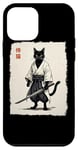 iPhone 12 mini Samurai Cat Black Warrior Japanese Art Anime Retro Vintage Case