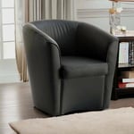 Talamo Italia - Fauteuil Annaluna, Fauteuil de salon, 100% Made in Italy, Fauteuil relaxant en simili cuir, 70x60h74 cm, Noir