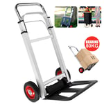 [UK Stock] Wheel Trolley Folding Luggage Trolley Folding Hand Truck Barrow Cart