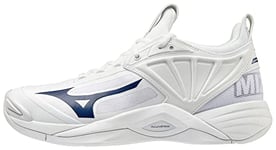 Mizuno 430294.0051.10.0850 Wave Momentum 0850 Chaussures de Volley-Ball pour Femme Taille 8 1/2, Blanc, Bleu Marine, 39 EU