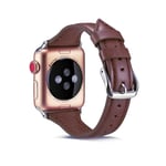 SKALO Kapea nahkaranneke Apple Watch Series 7-9 41mm - Tummanruskea