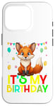 Coque pour iPhone 16 Pro It's my birthday a fox stamping party for girls