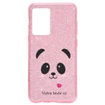 Coque Iphone 12 PRO MAX paillettes rose panda coeur personnalisee