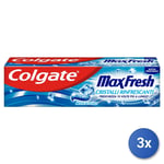 3x Colgate Dentifrice 75 Ml. Max Frais Cristaux Rafraîchissants