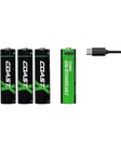 Coast Battery 1.5V AA Li-Ion rechargeable 2400 mAh USB-C cable pack of 4.