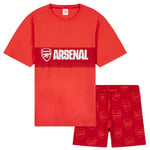 Arsenal F.C. Mens Short Pyjamas Set, Cotton Lounge Wear - Arsenal Gifts for Men (Red, 2XL)